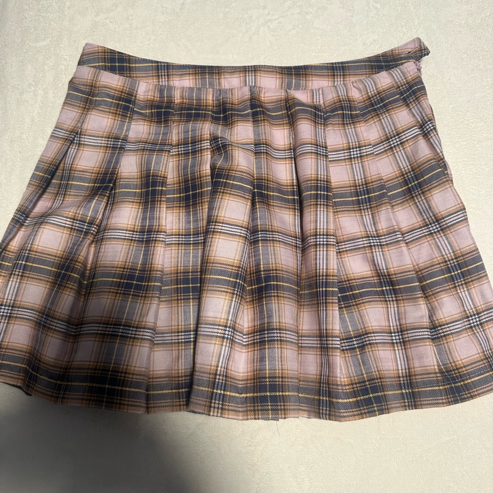 Forever 21 Pink and Blue Plaid Skater Skirt